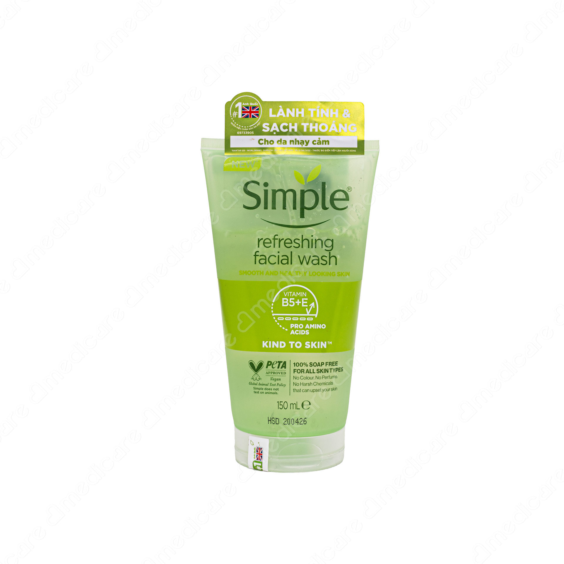 Sản phẩm Sữa Rửa Mặt SIMPLE Refreshing Sạch Thoáng Mịn Màng | 150ml