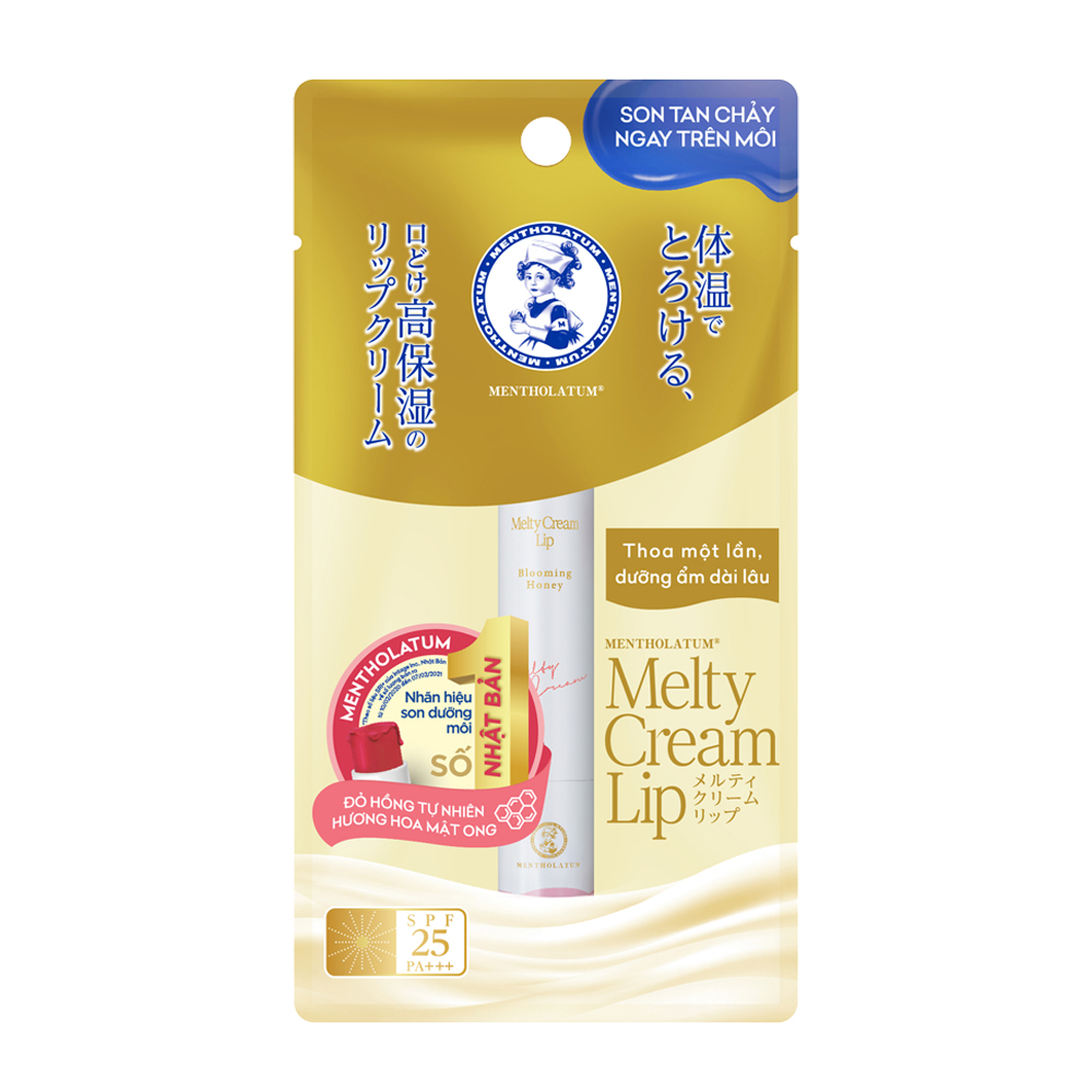 Sản phẩm Son Dưỡng MENTHOLATUM Melty Cream Lip Blooming Honey SPF25 PA+++ | 2.4g